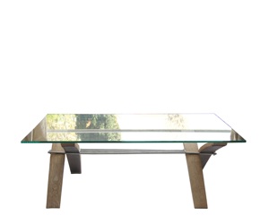 table basse design bois verre